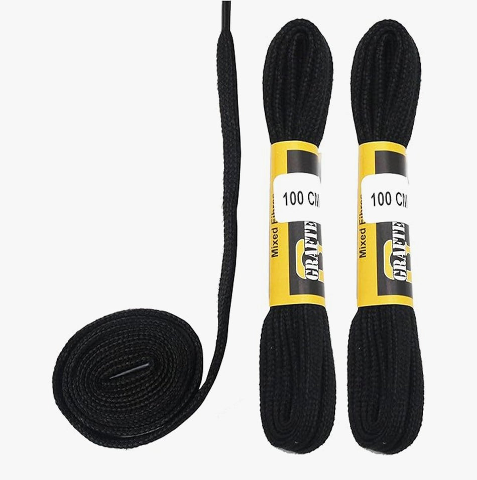 Grafters 100cm Flat Trainer Laces Black SU100A - PKT | STB.co.uk