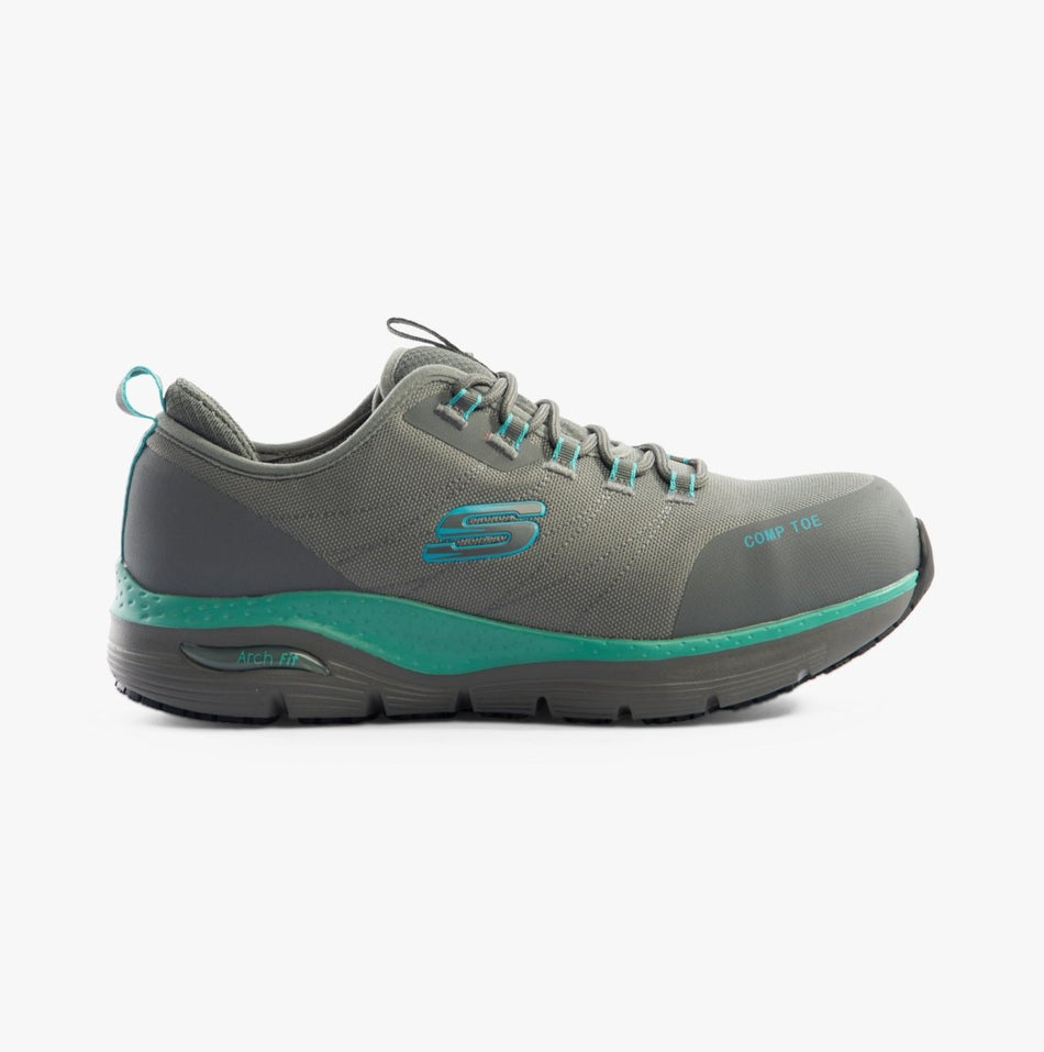 Skechers Work 108075EC/GYAQ ARCH FIT - EBINAL SR Womens Trainers Grey/Aqua 108075EC/GYAQ - 36 | STB.co.uk