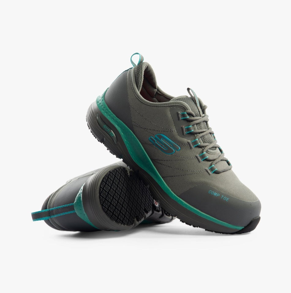 Skechers Work 108075EC/GYAQ ARCH FIT - EBINAL SR Womens Trainers Grey/Aqua 108075EC/GYAQ - 36 | STB.co.uk