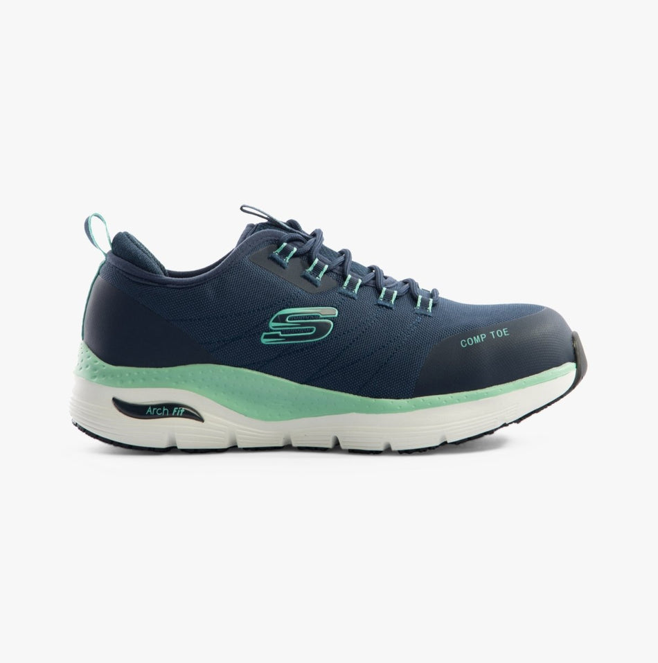 Skechers Work 108075EC/NVAQ ARCH FIT - EBINAL SR Womens Trainers Navy/Aqua 108075EC/NVAQ - 36 | STB.co.uk