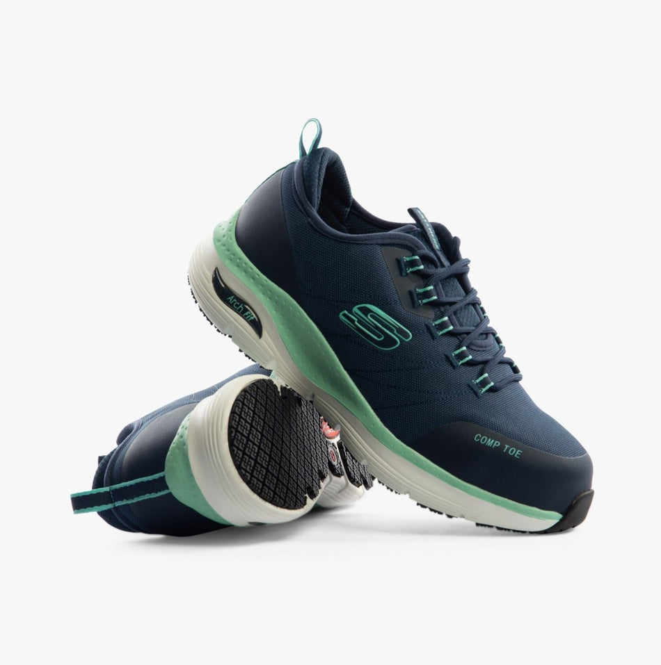 Skechers Work 108075EC/NVAQ ARCH FIT - EBINAL SR Womens Trainers Navy/Aqua 108075EC/NVAQ - 36 | STB.co.uk