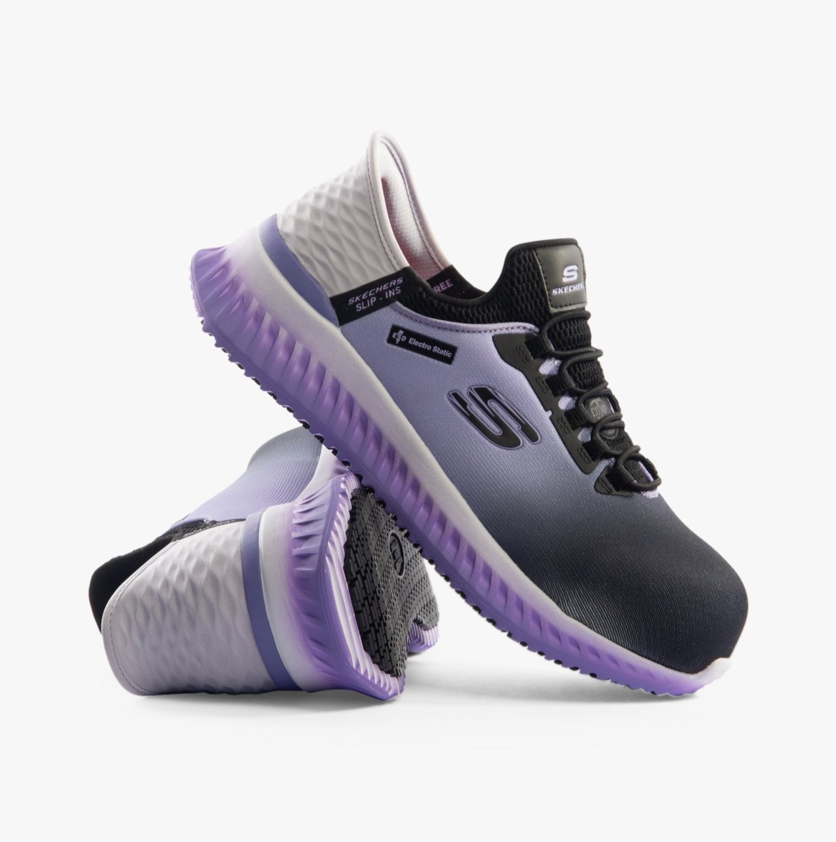 Skechers Work 108152EC/BKPR TILIDO - OMBRAY Womens Trainers Black/Purple 108152EC/BKPR - 37 | STB.co.uk