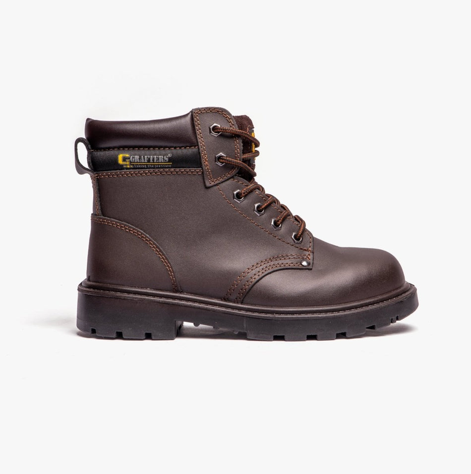 Grafters APPRENTICE Unisex Leather Safety Boots Brown M629B - 4 | STB.co.uk