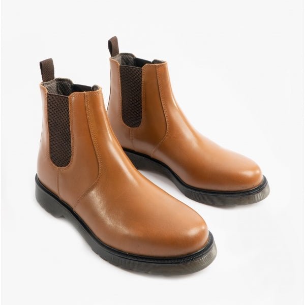 STB ELLIS Unisex Leather Air Cushioned Dealer Boots Tan ELLIS/TAN - 7 | STB.co.uk