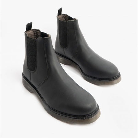 STB ELLIS Unisex Leather Air Cushioned Dealer Boots Waxy Black ELLIS/BLK - 4 | STB.co.uk