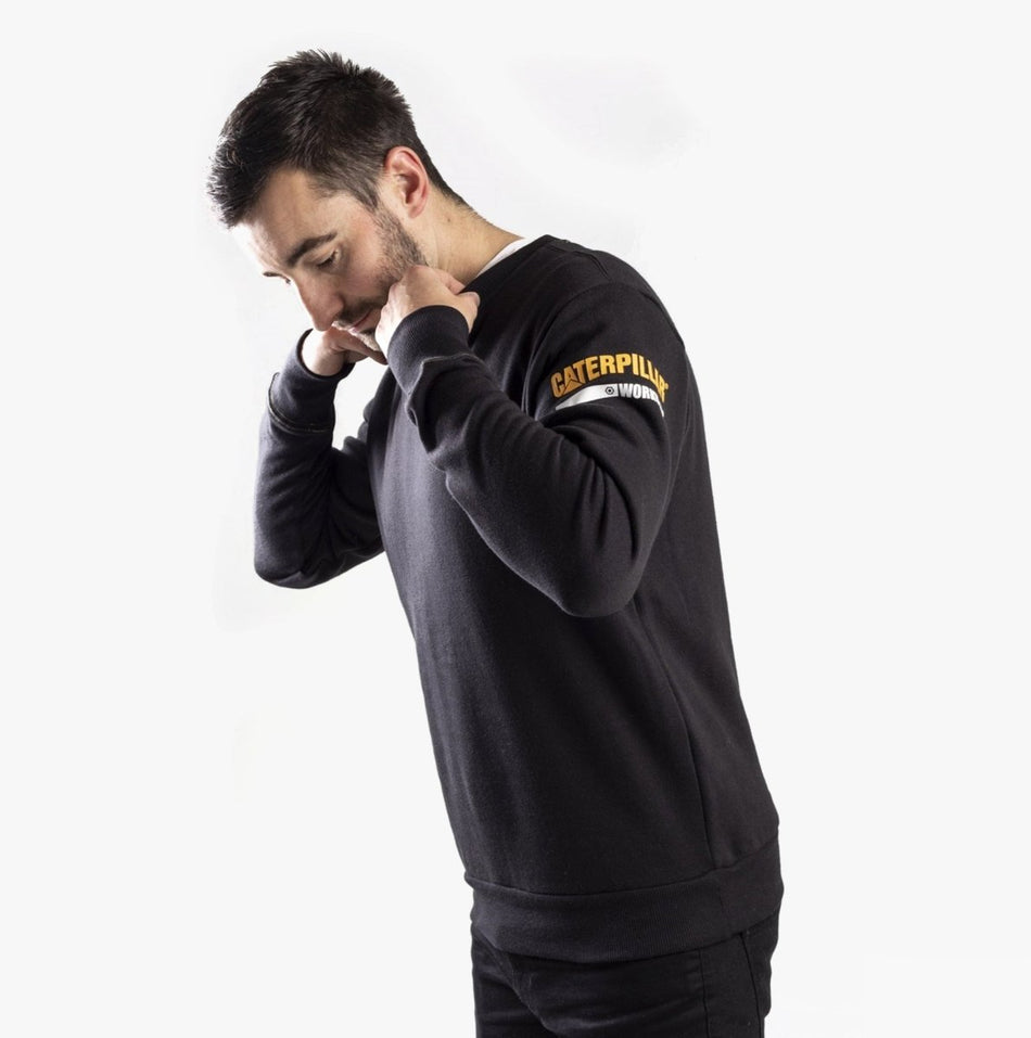 CAT ESSENTIALS CREW NECK Mens Cotton/Fleece Jumper Black 30021 - 50960 - 03 | STB.co.uk