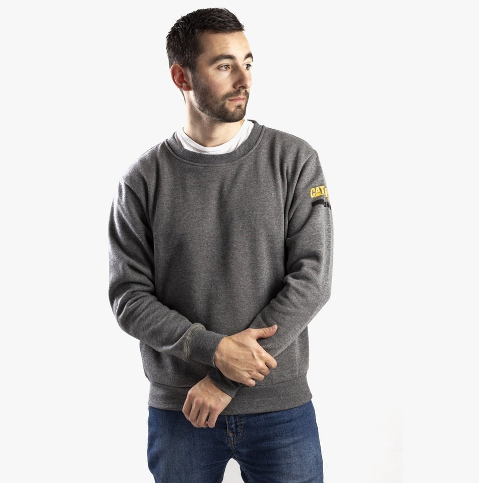 CAT ESSENTIALS CREW NECK Mens Cotton/Fleece Jumper Dark Grey 30021 - 50959 - 03 | STB.co.uk