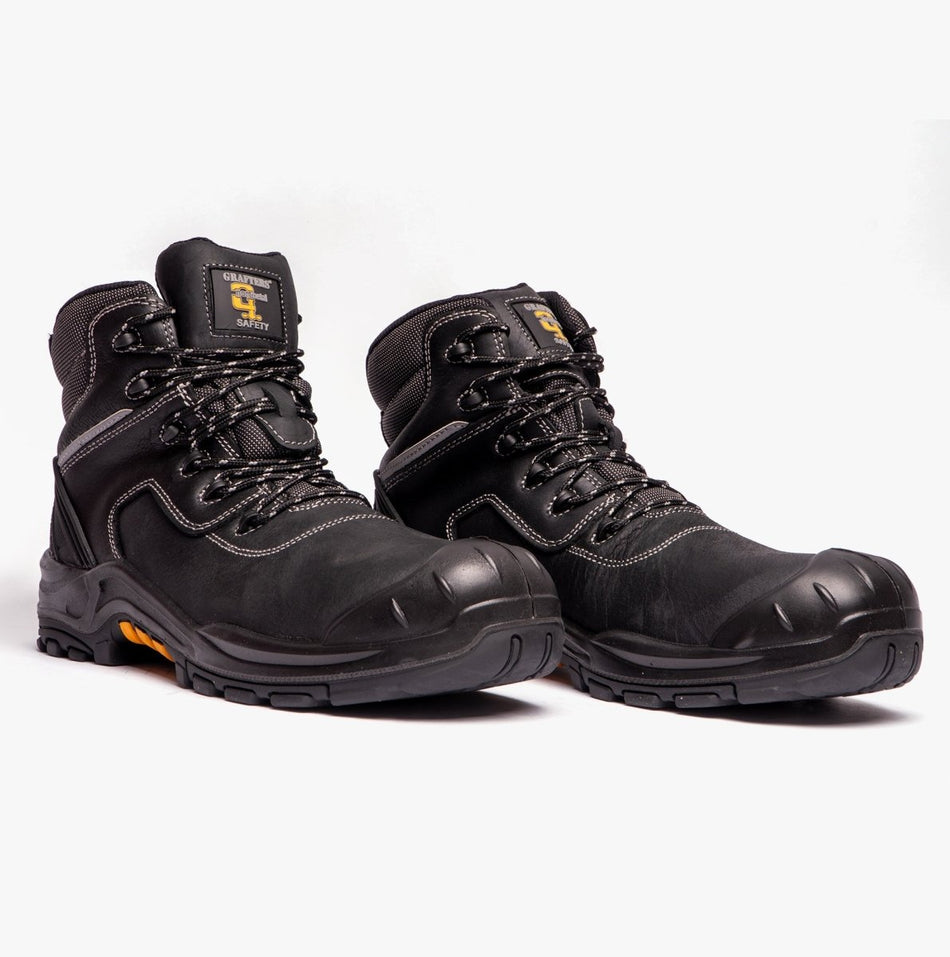Grafters M426A Mens Non - Metal Leather Safety Boots Black M426A - 40 | STB.co.uk