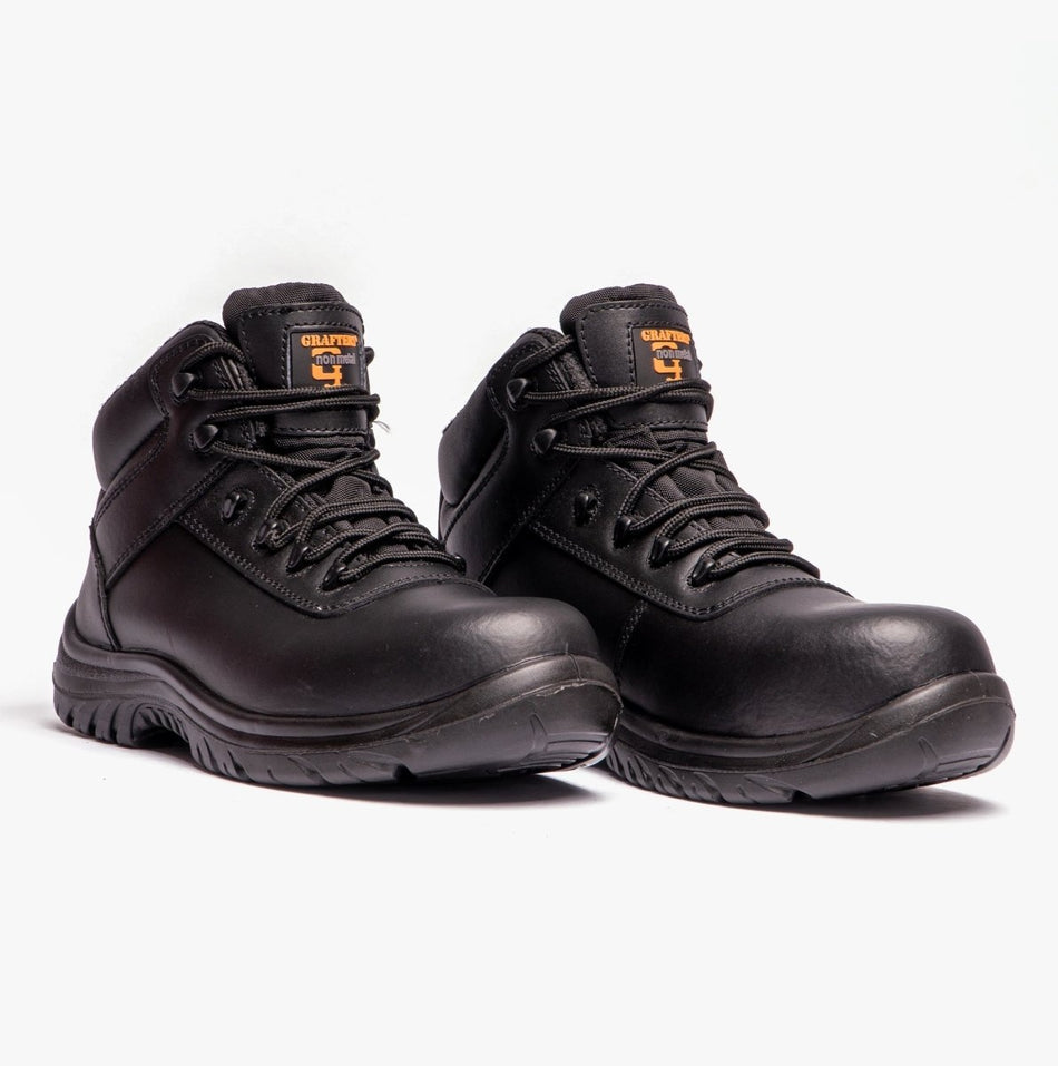 Grafters M466A Unisex Leather Safety Boots Black M466A - 37 | STB.co.uk