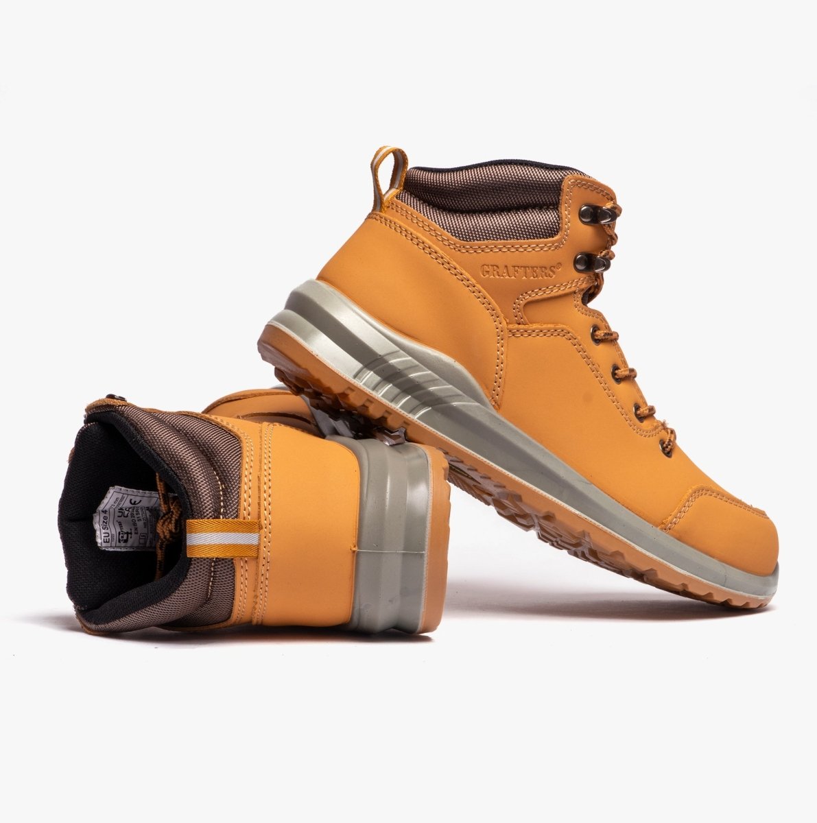 Grafters M513N Unisex Nubuck Steel Toe Boots Honey M513N - 36 | STB.co.uk