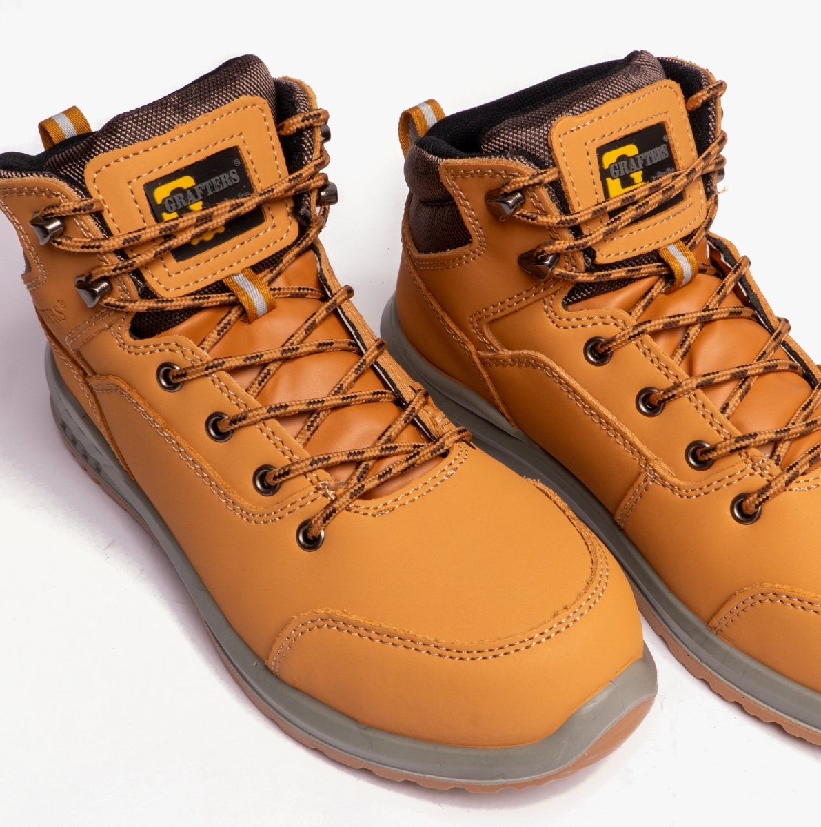 Grafters M513N Unisex Nubuck Steel Toe Boots Honey M513N - 36 | STB.co.uk