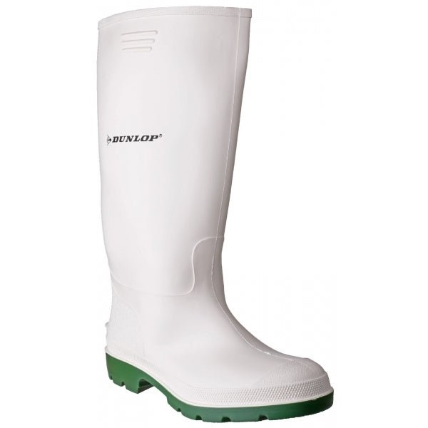 Dunlop PRICEMASTOR Mens Wellington Boots White/Green 23164 - 38024 - 08 | STB.co.uk