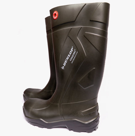 Dunlop PUROFORT+ Unisex S5 Full Safety Wellington Boots Green W212E - 37 | STB.co.uk