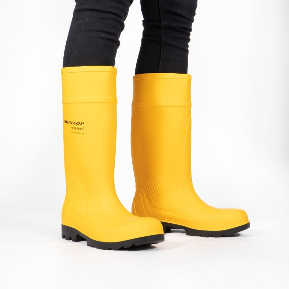 Dunlop PUROFORT Unisex Safety Wellington Boots Yellow 11839 - 13630 - 04 | STB.co.uk